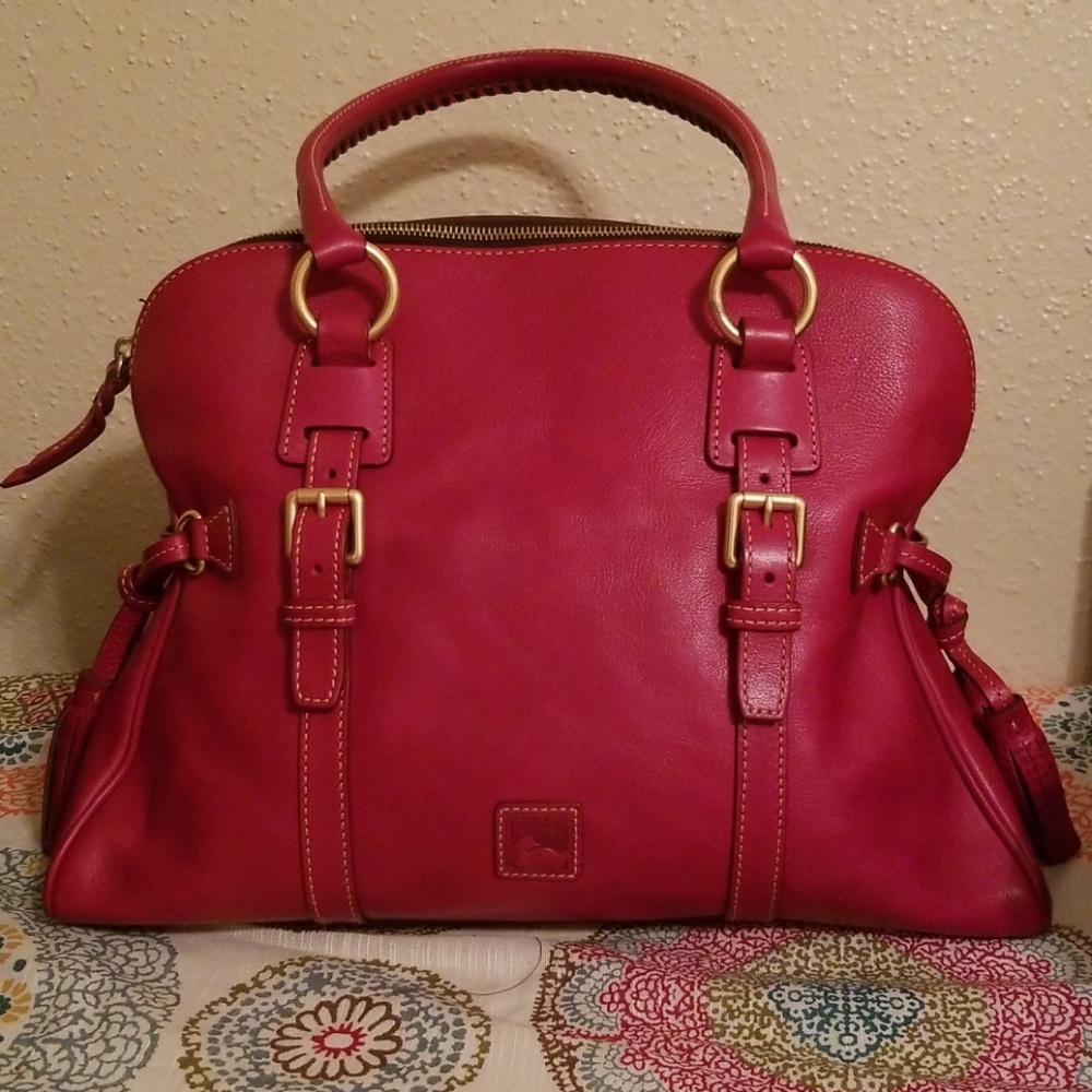 Raspberry Florentine Domed Buckle Satchel